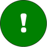 Weißes Ausrufezeichen auf grünem runden Hintergrund